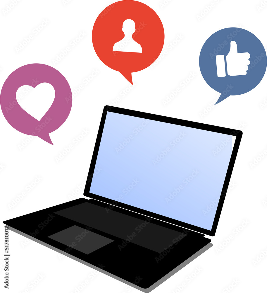 laptop with various icons laptop with various icons