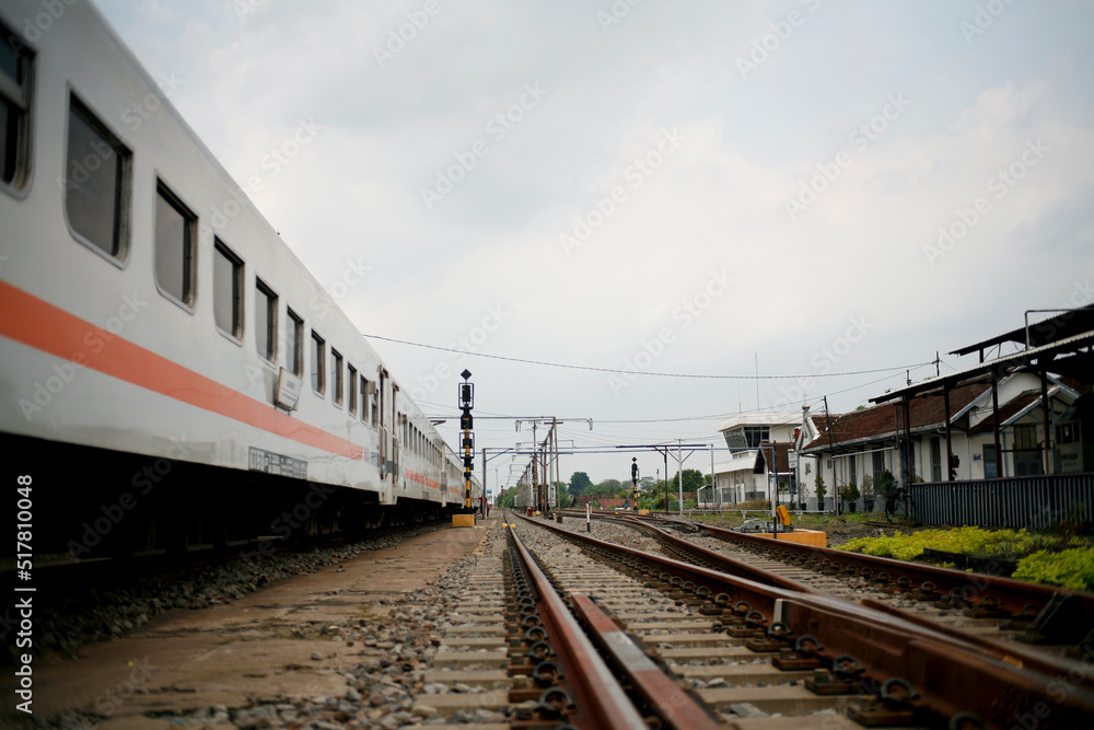 Fototapeta premium wagon train on railway station in java Indonesia