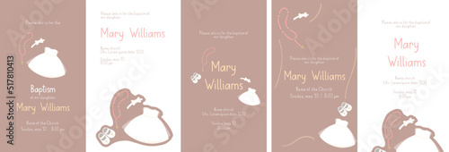 Brown and Rose Cute Baptism Invitation for Girls Instagram Stories Template 