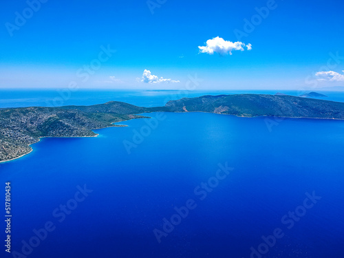 Aerial panoramic view of Peristera island located close to Alonnisos in Sporades, Greece