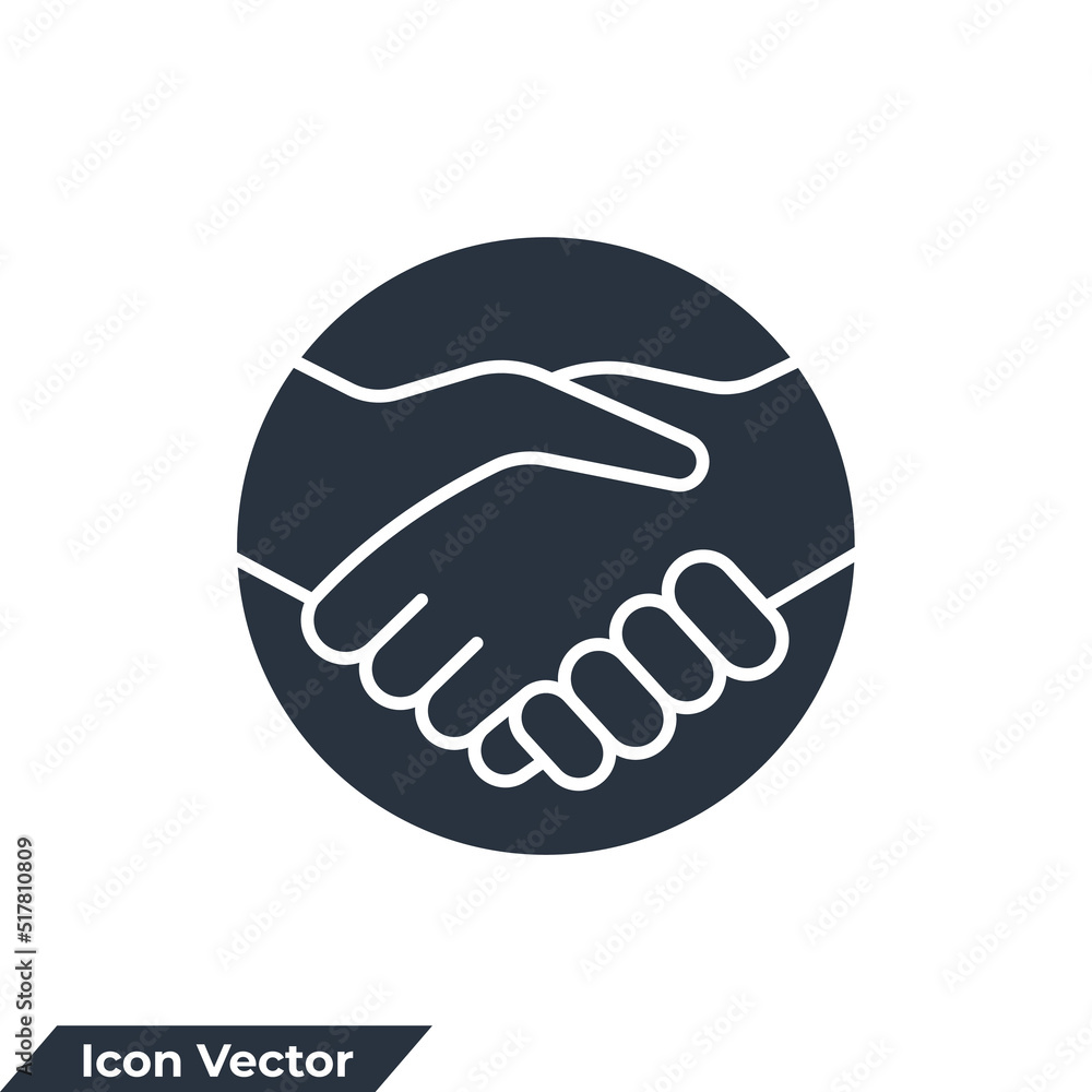 Obraz premium handshake icon logo vector illustration. partnership symbol template for graphic and web design collection