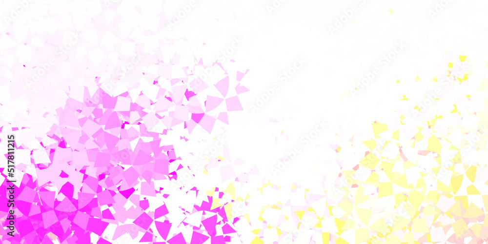 Light pink, yellow vector texture with random triangles.