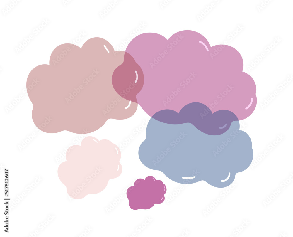 Clouds baby set of hand drawn . Cartoon sketch style doodle for icon, banner.