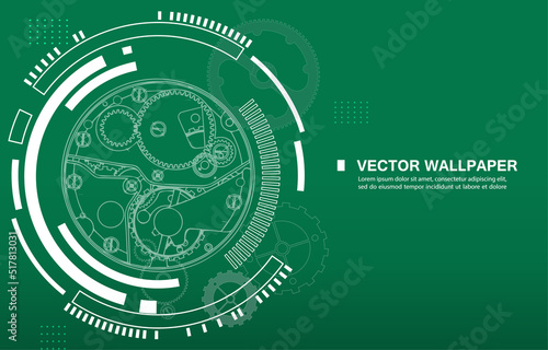 Modern vector luxury mechanical  clock technology background