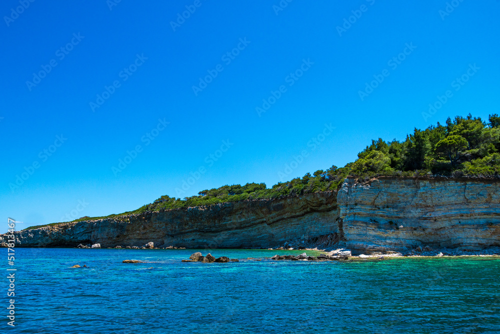 Amazing view of Spartines beach during boating in Alonissos island, Greece