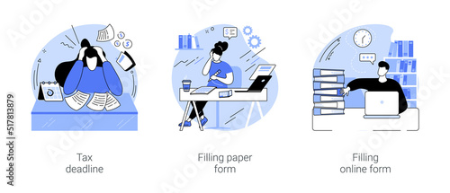 Filing taxes isolated cartoon vector illustrations se
