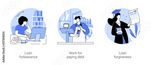 Student loan repayment isolated cartoon vector illustrations se photo