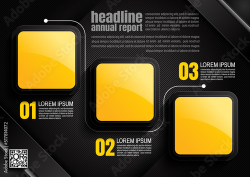 infographics design, 3 process chart diagram template for presentation workflow, abstract timeline elements, flow chart business yellow and black color layout concept