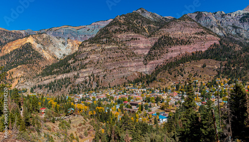 Elevated View of Downtown Ouray, Colorado, USA photo