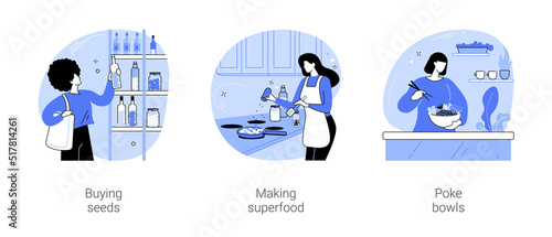 Eating superfoods isolated cartoon vector illustrations se