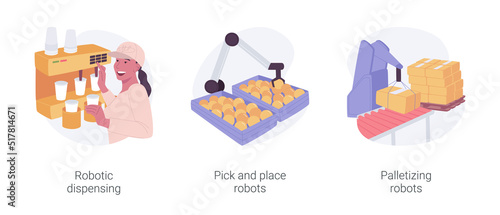 Industry robots isolated cartoon vector illustrations set.