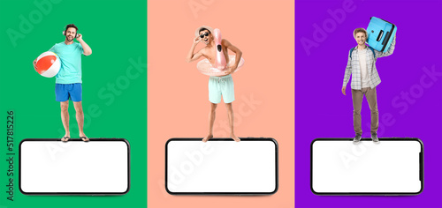 Set of men with luggage, be...
