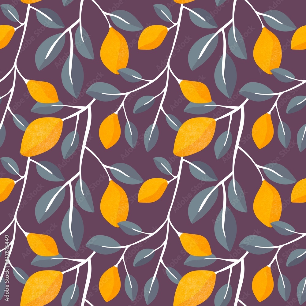 Summer citrus seamless lemon and leaves pattern for clothes print and wrapping paper and notebooks and kids Summer citrus seamless lemon and leaves pattern for clothes print and wrapping paper and notebooks and kids
