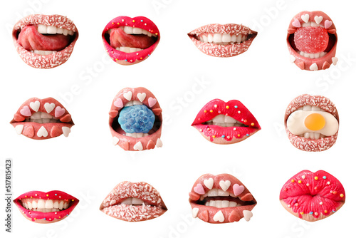 Set of beautiful female lip...