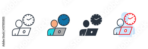 person hour icon logo vector illustration. part time job symbol template for graphic and web design collection