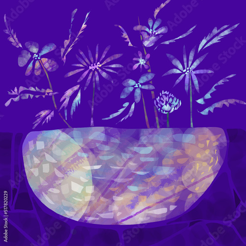 花瓶に入った生花イラスト