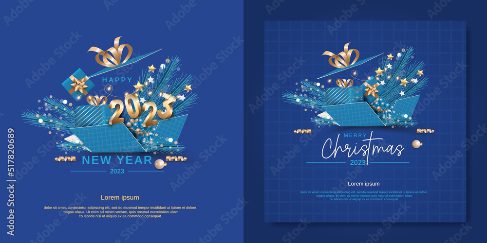 Happy new year 2023 and Merry Christmas 2023 banner