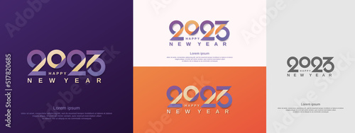 Set of 2023 new year greeting card design concept