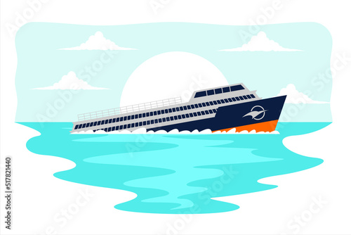 Ship Accident. Shipwreck of cargo ship. Vessel sinking in ocean. Cruise Accident











