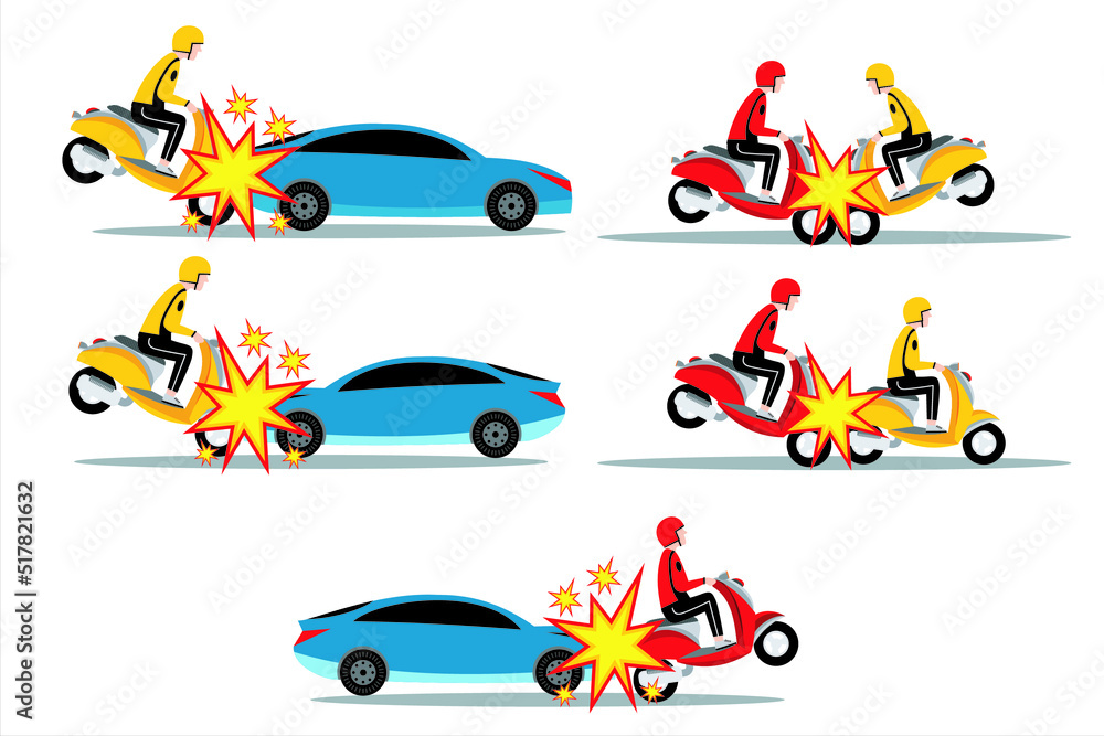 Naklejka premium Traffic accident. Car crash concept illustration. Crash on the road