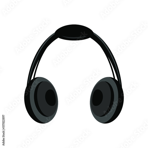 Modern black headphones on white background