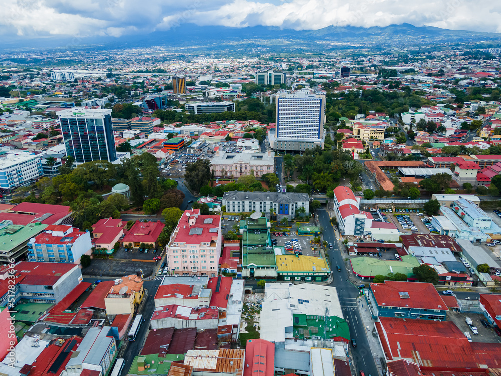 Beautiful aerial view of San José Costa Rica- the National Museum -Legislative Assembly -And Central Avenue Beautiful aerial view of San José Costa Rica- the National Museum -Legislative Assembly -And Central Avenue