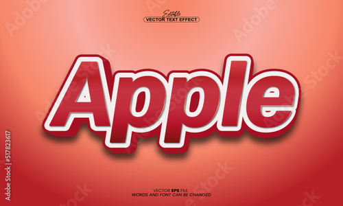 Red apple 3d text effect