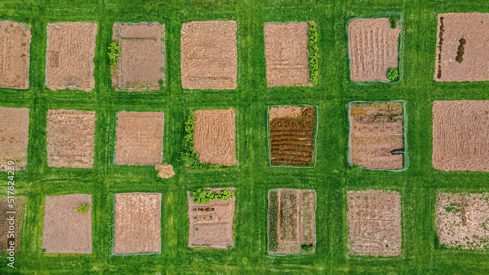 Aerial View of Community Gardens at a Park Aerial View of Community Gardens at a Park