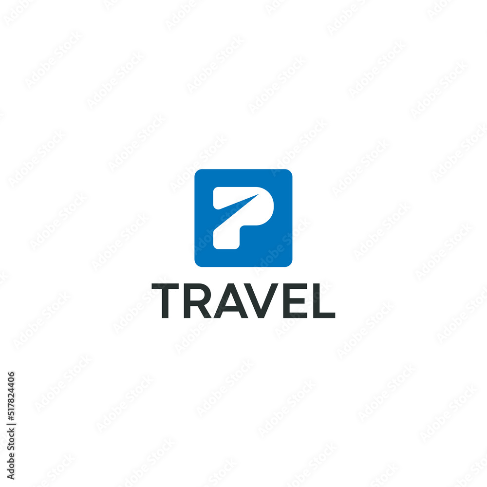 initial letter P logo design vector for travel and tour company