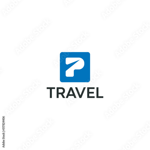 initial letter P logo design vector for travel and tour company