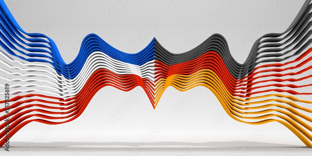Waved flags of Germany and Schleswig-Holstein. Travel, politic and business concept. 3D render Waved flags of Germany and Schleswig-Holstein. Travel, politic and business concept. 3D render
