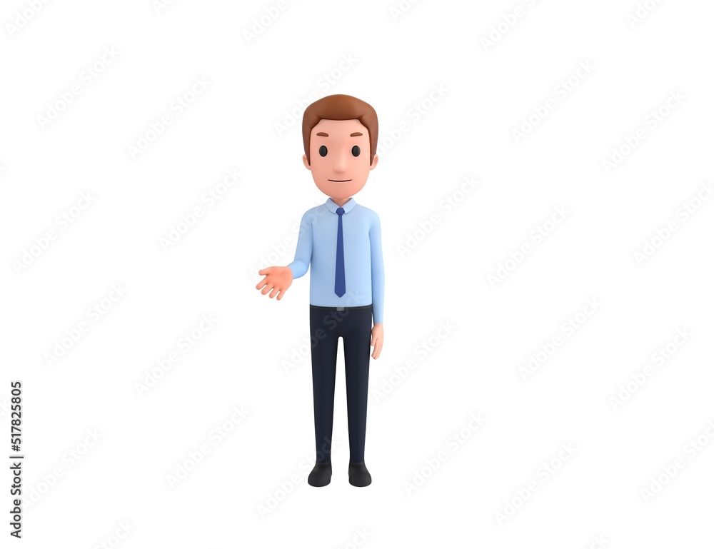 Businessman character Giving a helping hand in 3d rendering.