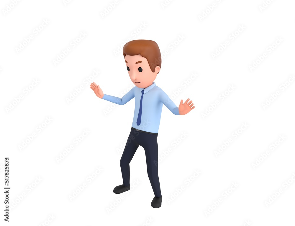 Businessman character surprise and shocked in 3d rendering.