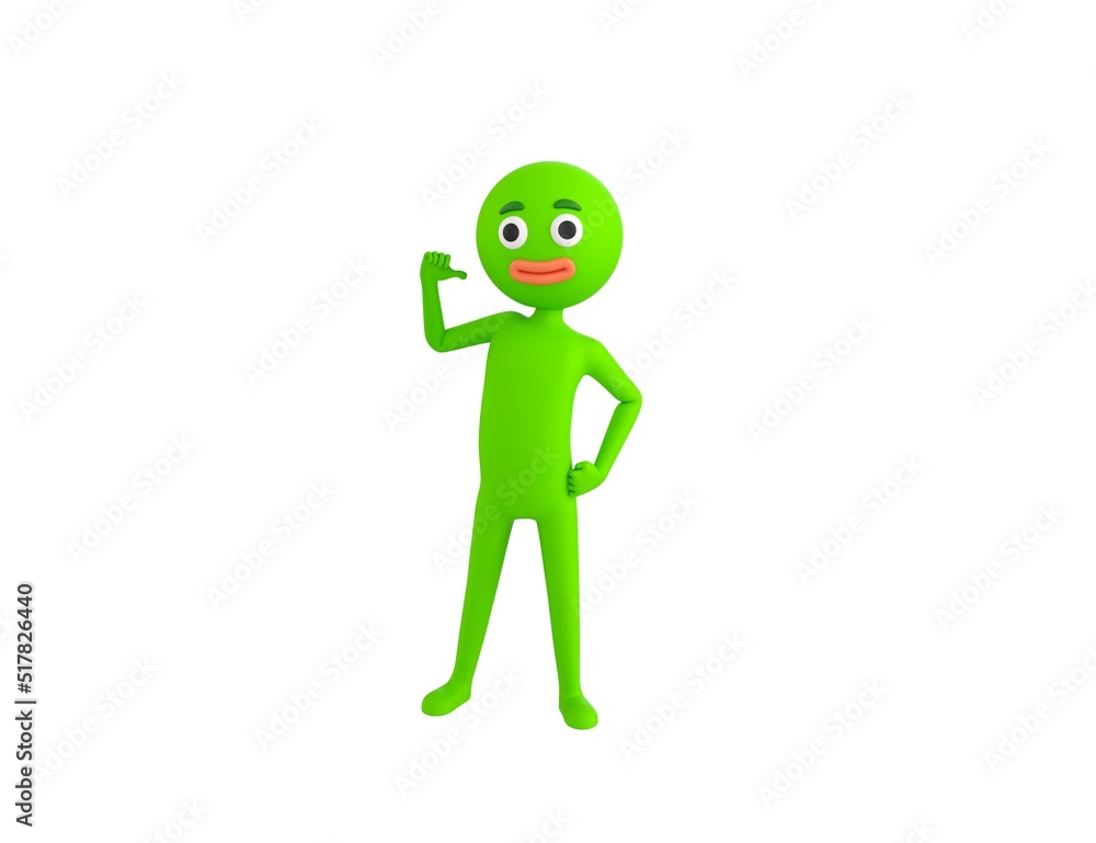 Green Man character pointing to himself in 3d rendering. Green Man character pointing to himself in 3d rendering.