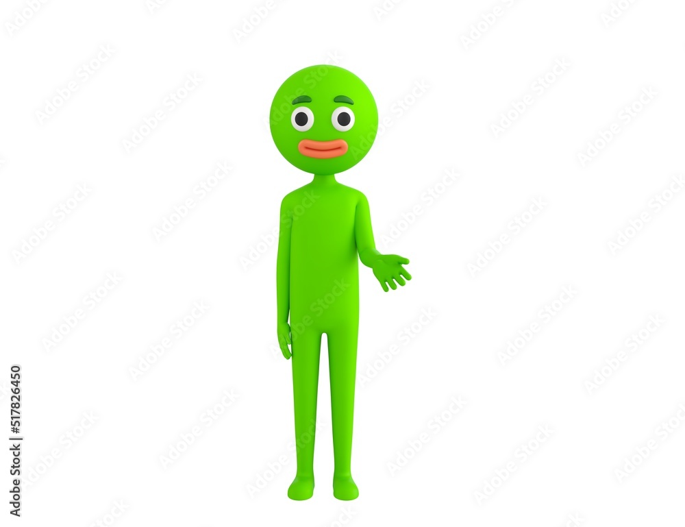 Green Man character giving his hand in 3d rendering. Green Man character giving his hand in 3d rendering.