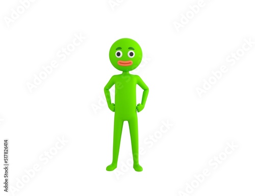 Green Man character with hands on hip in 3d rendering.