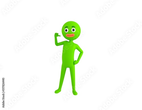 Green Man character pointing to himself in 3d rendering.