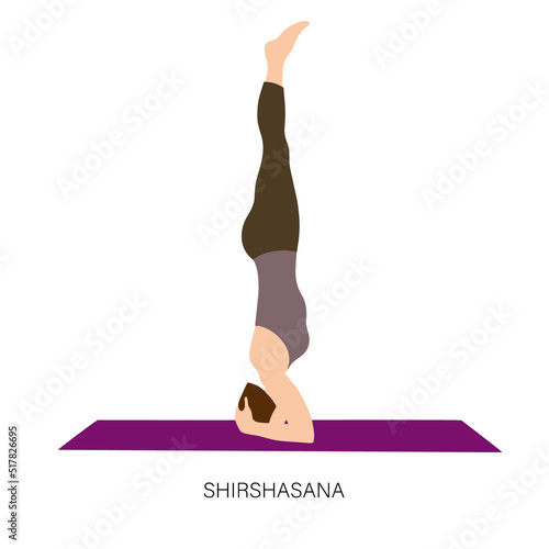 Yogi woman in Shirshasana or Headstand yoga pose. 