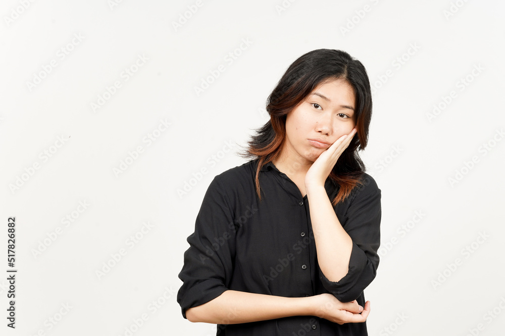 Boring gesture of Beautiful Asian Woman Isolated On White Background Boring gesture of Beautiful Asian Woman Isolated On White Background