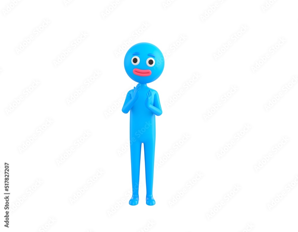 Blue Man character applauding in 3d rendering. Blue Man character applauding in 3d rendering.