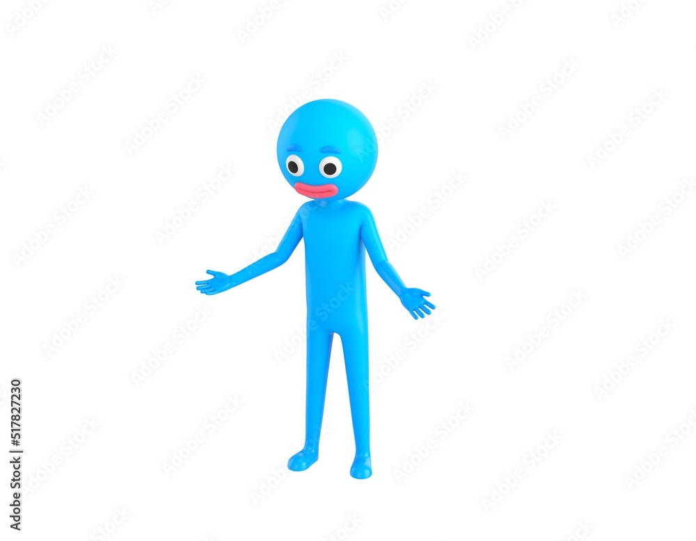 Blue Man character Unhappy sad disappointed in 3d rendering. Blue Man character Unhappy sad disappointed in 3d rendering.