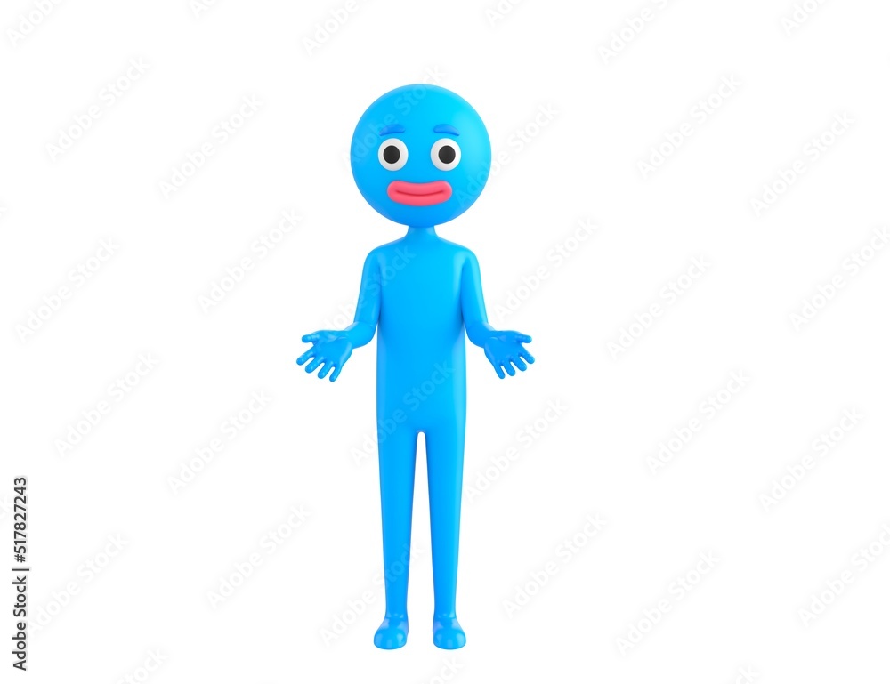 Blue Man character show welcome gesture in 3d rendering. Blue Man character show welcome gesture in 3d rendering.