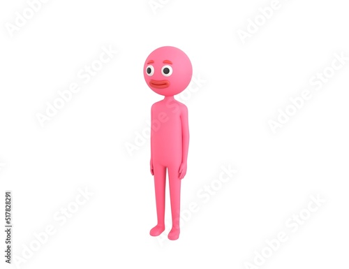 Pink Man character standing in 3d rendering.