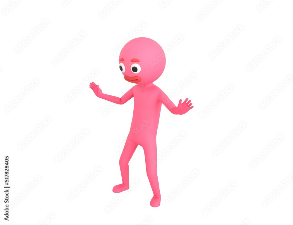 Pink Man character surprise and shocked in 3d rendering. Pink Man character surprise and shocked in 3d rendering.