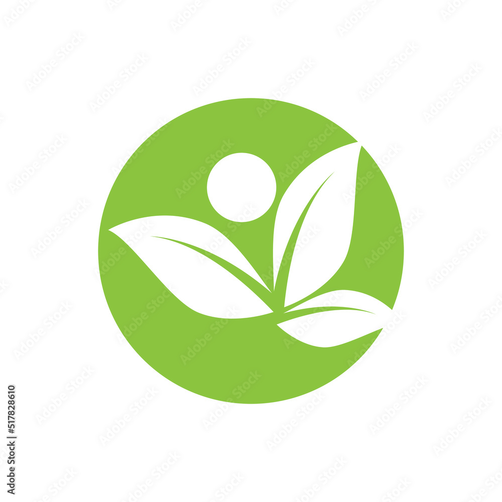 Green leaf illustration nature logo design