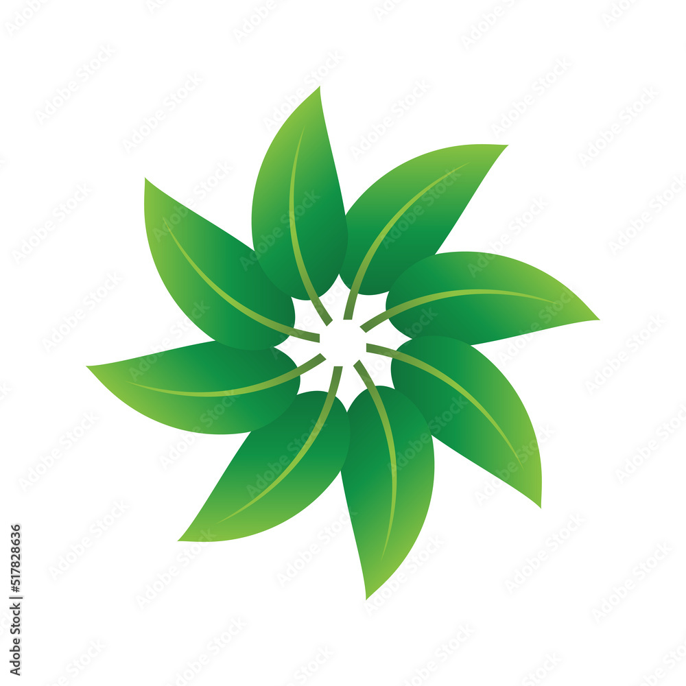 Green leaf illustration nature logo design