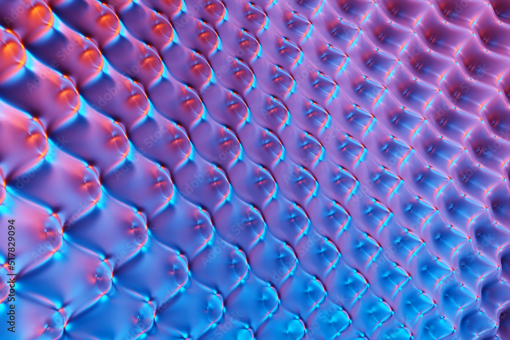 Fototapeta premium 3d illustration of geometric blue and pink wave surface. Pattern of simple geometric shapes