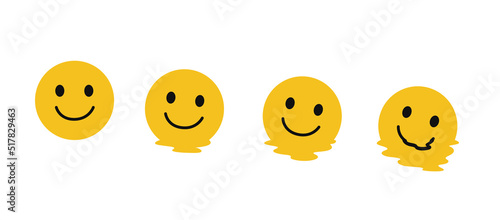 Melting Smile Emoji Slowly Sequence Frame Vector Illustration
