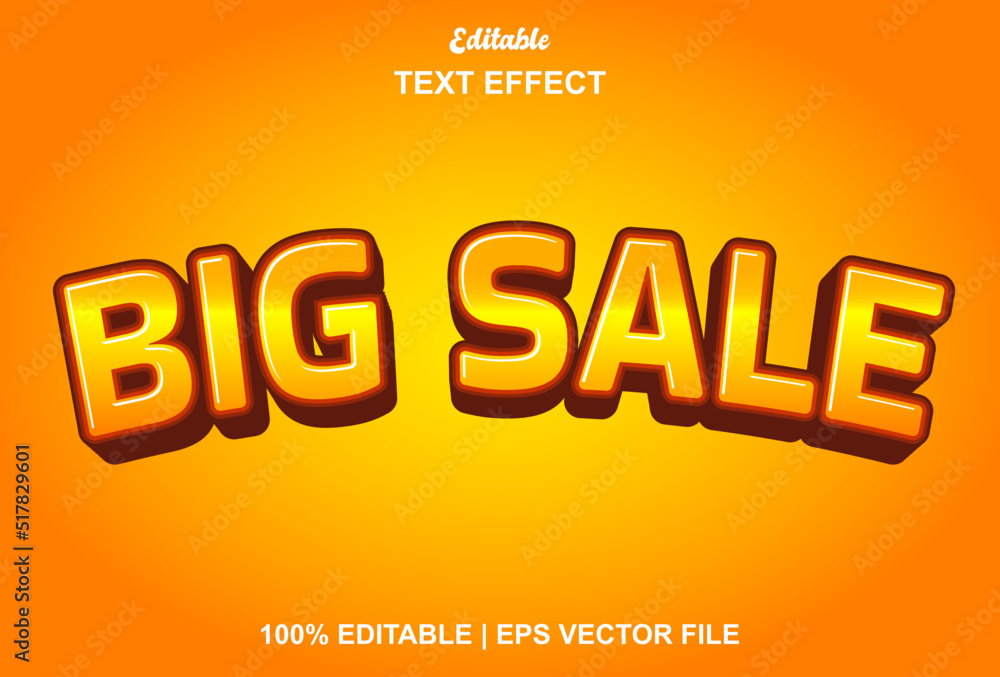 big sale text effect with orange color editable.