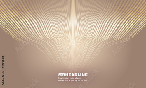 Symmetrical wavy golden lines converge from top to bottom abstract texture background